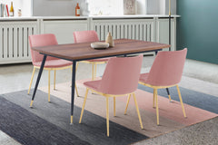 Messina/Messina Messina 5-Piece Velvet and Walnut Dining Set - Elegant Modern Design with Comfort and Durability