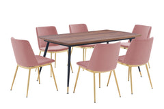 Messina/Messina Messina 5-Piece Velvet and Walnut Dining Set - Elegant Comfort, Modern Design for Your Home