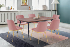 Messina/Messina Messina 5-Piece Velvet and Walnut Dining Set - Elegant Comfort, Modern Design for Your Home