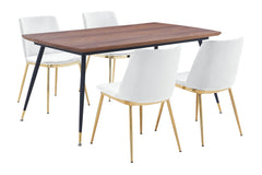 Messina/Messina Messina 5-Piece Velvet and Walnut Dining Set - Elegant Modern Design with Comfort and Durability
