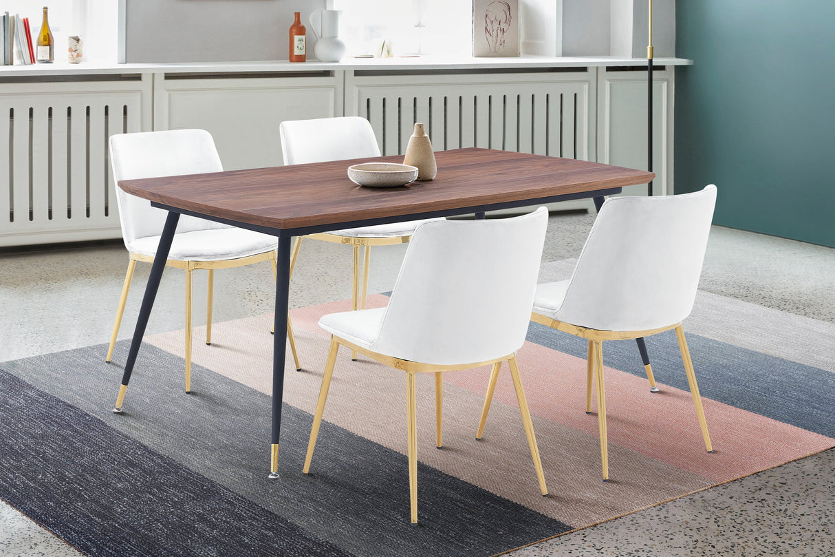 Messina/Messina Messina 5-Piece Velvet and Walnut Dining Set - Elegant Modern Design with Comfort and Durability