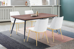 Messina/Messina Messina 5-Piece Velvet and Walnut Dining Set - Elegant Modern Design with Comfort and Durability