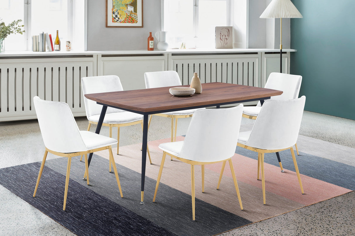 Messina/Messina Messina 5-Piece Velvet and Walnut Dining Set - Elegant Comfort, Modern Design for Your Home