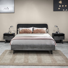 Mohave Acacia Wood 3-Piece Bedroom Set with Stylish Upholstered Headboard & Storage Nightstands