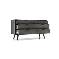 Mohave Acacia Wood 4-Piece Bedroom Set with Elegant Upholstered Bed and Spacious Storage Solutions