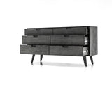 Mohave Acacia Wood 4-Piece Bedroom Set with Elegant Upholstered Bed and Spacious Storage Solutions