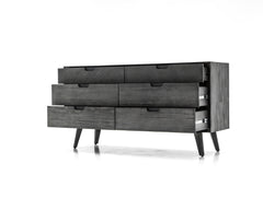 Mohave Acacia Wood 4-Piece Bedroom Set with Elegant Upholstered Bed and Spacious Storage Solutions
