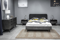 Mohave Acacia Wood 4-Piece Bedroom Set with Elegant Upholstered Bed and Spacious Storage Solutions