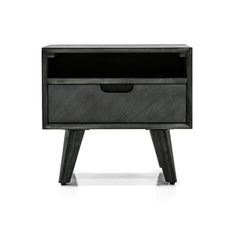 Mohave Acacia Wood 3-Piece Bedroom Set with Stylish Upholstered Headboard & Storage Nightstands