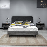 Mohave Acacia Wood 3-Piece Bedroom Set with Stylish Upholstered Headboard & Storage Nightstands