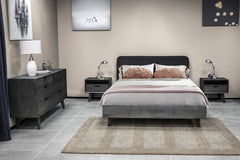 Mohave Acacia Wood 4-Piece Bedroom Set with Elegant Upholstered Bed and Spacious Storage Solutions