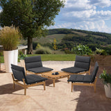 Arno 5-Piece Outdoor Teak Wood Lounge Set with Charcoal Olefin Cushions - Durable & Stylish Comfort