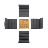 Arno 5-Piece Outdoor Teak Wood Lounge Set with Charcoal Olefin Cushions - Durable & Stylish Comfort