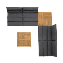 Arno Outdoor 6-Piece Teak Wood Conversation Set with Charcoal Olefin Cushions for Ultimate Comfort