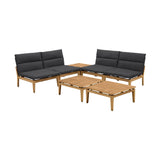 Arno 7-Piece Outdoor Teak Wood Seating Set with Olefin Cushions - Weather Resistant & Stylish Design