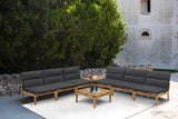 Arno Outdoor 8-Piece Teak Wood Seating Set with Comfortable Charcoal Olefin Cushions & Tables