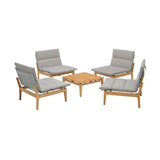 Arno 5-Piece Outdoor Teak Wood Lounge Set with Charcoal Olefin Cushions - Durable & Stylish Comfort