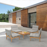 Arno 5-Piece Outdoor Teak Wood Lounge Set with Charcoal Olefin Cushions - Durable & Stylish Comfort