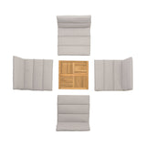 Arno 5-Piece Outdoor Teak Wood Lounge Set with Charcoal Olefin Cushions - Durable & Stylish Comfort