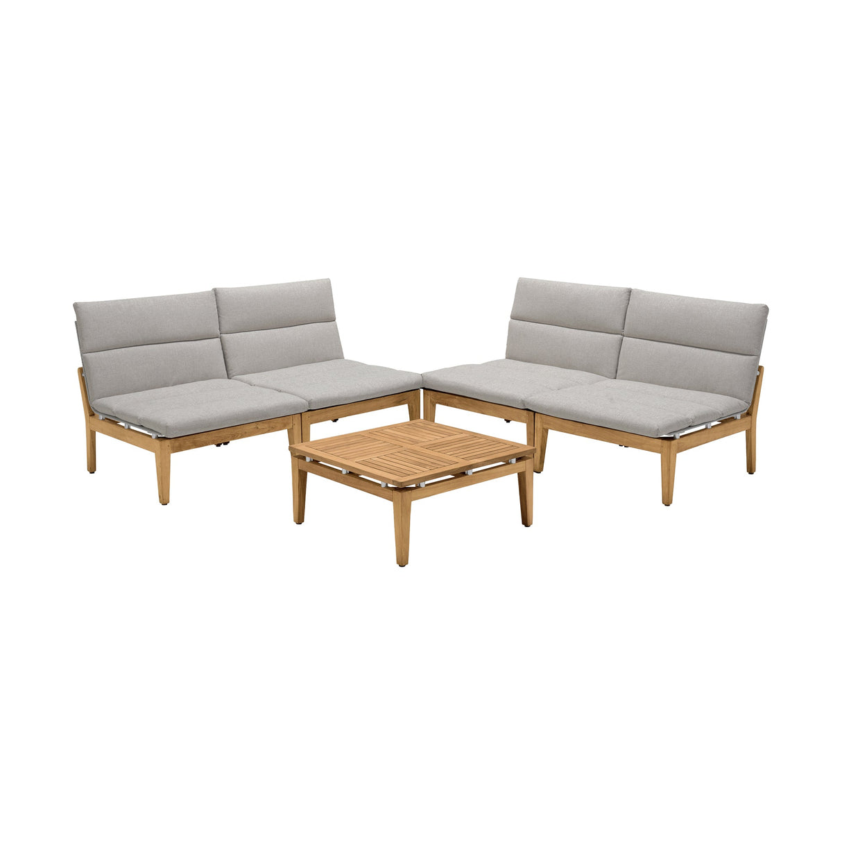 Arno 5-Piece Outdoor Teak Wood Lounge Set with Charcoal Olefin Cushions - Durable & Stylish Comfort