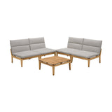 Arno 5-Piece Outdoor Teak Wood Lounge Set with Charcoal Olefin Cushions - Durable & Stylish Comfort