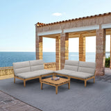 Arno 5-Piece Outdoor Teak Wood Lounge Set with Charcoal Olefin Cushions - Durable & Stylish Comfort