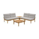 Arno Outdoor 6-Piece Teak Wood Conversation Set with Charcoal Olefin Cushions for Ultimate Comfort