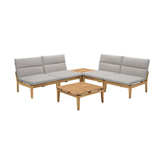 Arno Outdoor 6-Piece Teak Wood Conversation Set with Charcoal Olefin Cushions for Ultimate Comfort