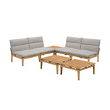 Arno 7-Piece Outdoor Teak Wood Seating Set with Olefin Cushions - Weather Resistant & Stylish Design