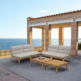 Arno 7-Piece Outdoor Teak Wood Seating Set with Olefin Cushions - Weather Resistant & Stylish Design