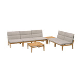 Arno 7-Piece Outdoor Teak Wood Seating Set with Olefin Cushions - Weather Resistant & Stylish Design