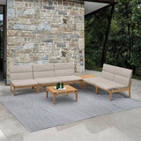 Arno 7-Piece Outdoor Teak Wood Seating Set with Olefin Cushions - Weather Resistant & Stylish Design