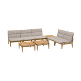Arno Outdoor 8-Piece Teak Wood Seating Set with Comfortable Charcoal Olefin Cushions & Tables