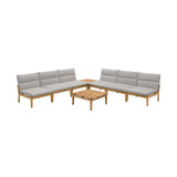 Arno Outdoor 8-Piece Teak Wood Seating Set with Comfortable Charcoal Olefin Cushions & Tables