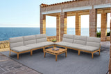 Arno Outdoor 8-Piece Teak Wood Seating Set with Comfortable Charcoal Olefin Cushions & Tables