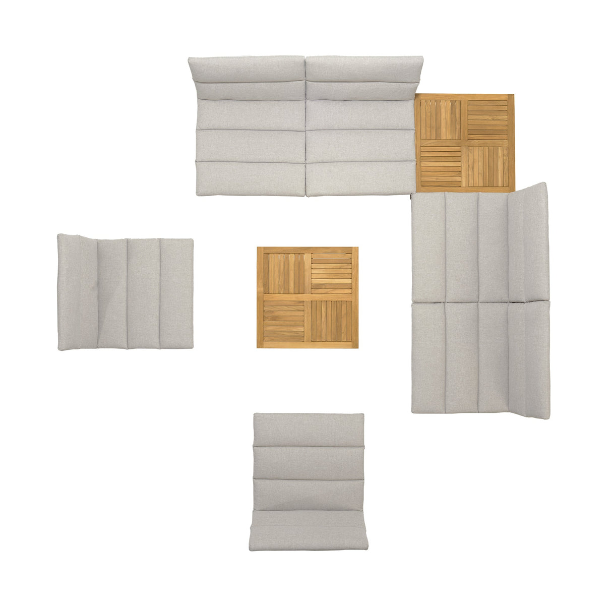 Arno Outdoor 8-Piece Teak Wood Seating Set with Comfortable Charcoal Olefin Cushions & Tables