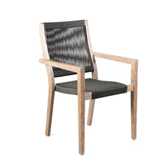 Sienna 5-Piece Outdoor Dining Set with Eucalyptus Frame, Super Stone Top, and Charcoal Rope Chairs