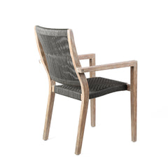 Sienna 5-Piece Outdoor Dining Set with Eucalyptus Frame, Super Stone Top, and Charcoal Rope Chairs
