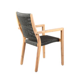 Sienna 5-Piece Outdoor Dining Set with Eucalyptus Frame, Super Stone Top, and Charcoal Rope Chairs