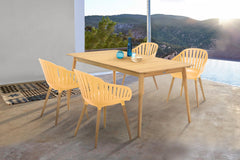 Nassau 5-Piece Outdoor Dining Set - Elegant Eucalyptus Table & Stylish Honey Finish Chairs, Durable!
