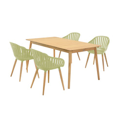 Nassau 5-Piece Outdoor Dining Set - Elegant Eucalyptus Table & Stylish Honey Finish Chairs, Durable!
