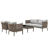 Safari 4-Piece Outdoor Conversation Set with Beige Cushions, Wicker & Aluminum, UV Resistant Comfort