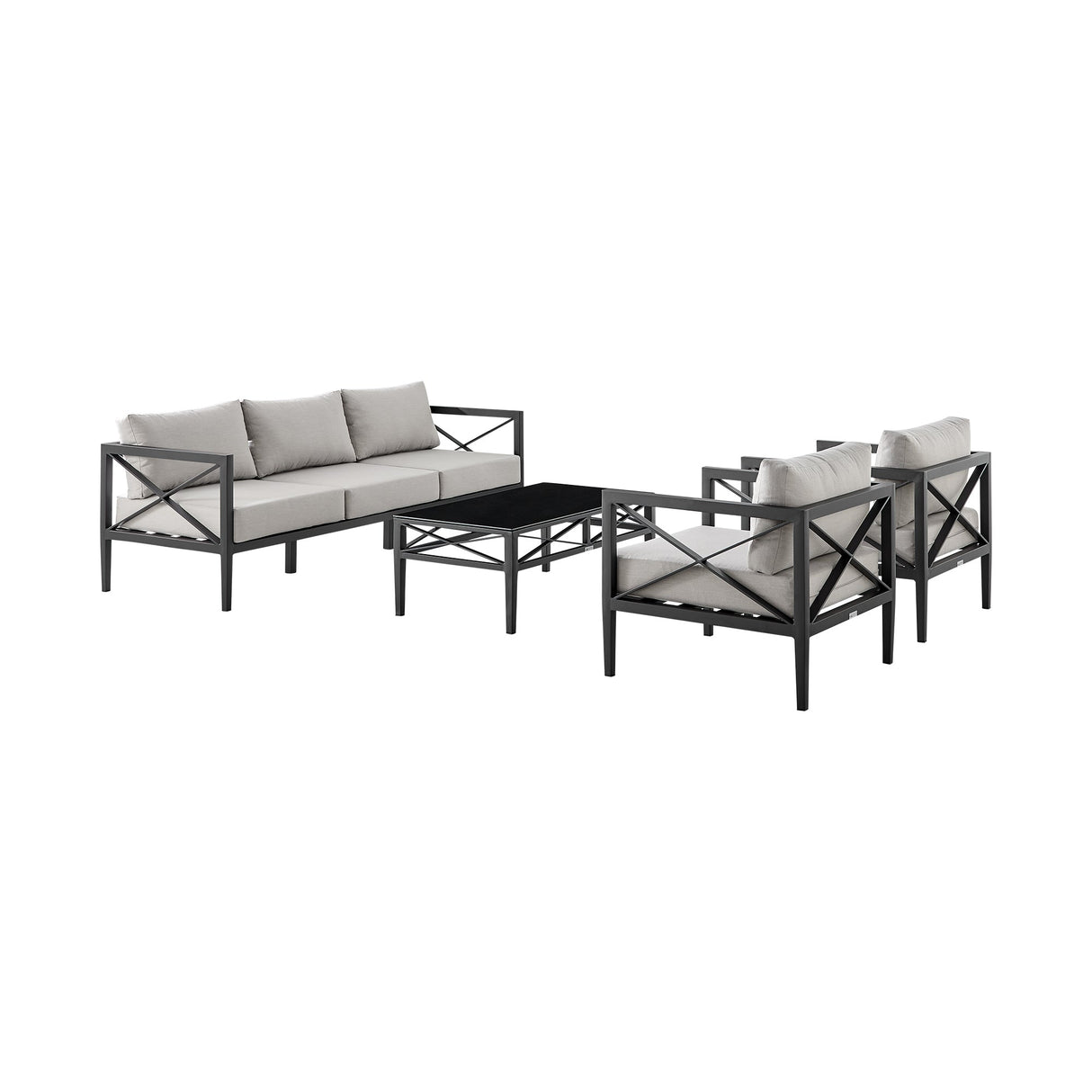 Sonoma 4-Piece Outdoor Conversation Set - Stylish Aluminum Frame with Comfortable Waterproof Cushions