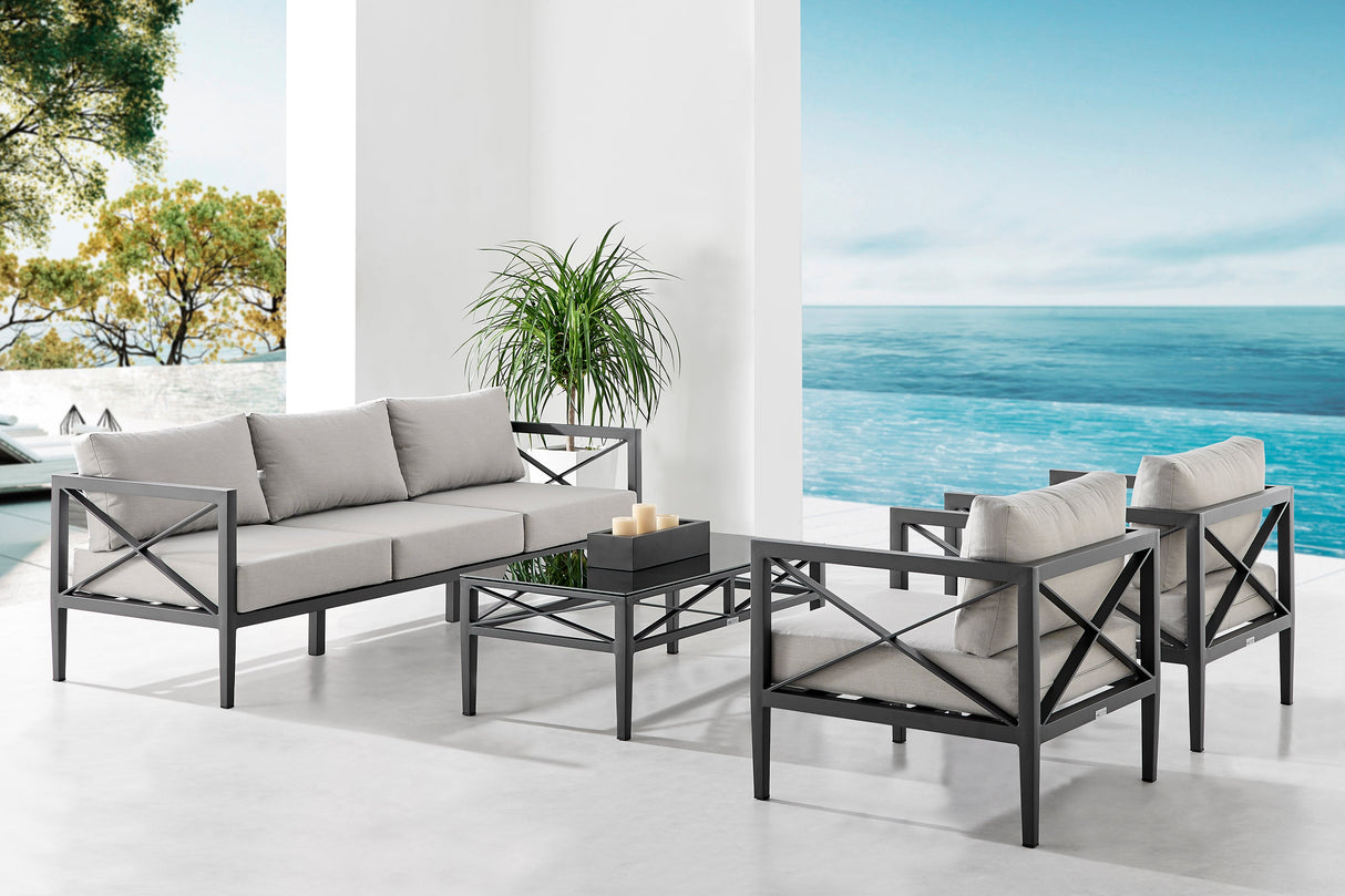 Sonoma 4-Piece Outdoor Conversation Set - Stylish Aluminum Frame with Comfortable Waterproof Cushions