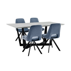 Radford/Lexi 5-Piece Velvet Dining Set with Unique Metal Base for Ultimate Comfort & Durability
