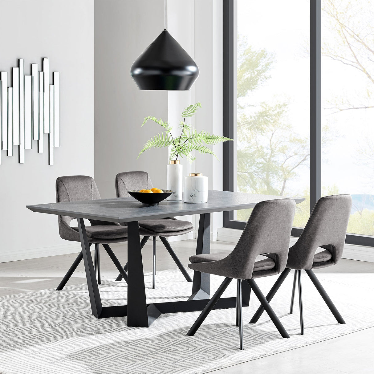 Radford/Lexi 5-Piece Velvet Dining Set with Unique Metal Base for Ultimate Comfort & Durability