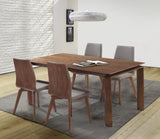 Treviso 5-Piece Mid-Century Modern Dining Set with Walnut Table & 4 Comfortable Gray Chairs