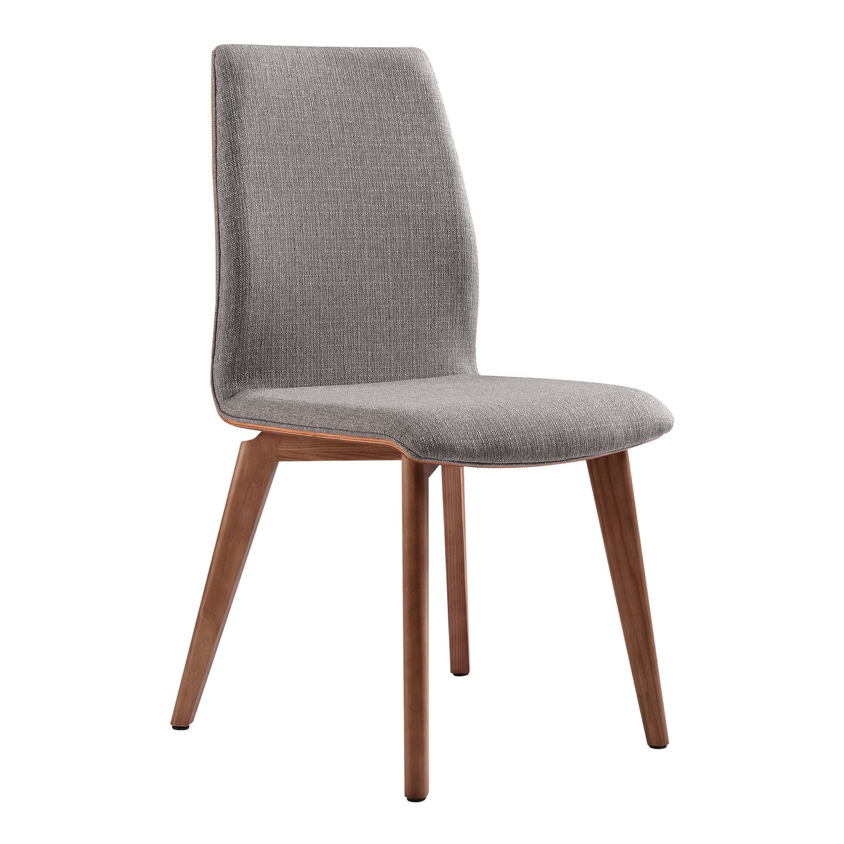 Treviso 5-Piece Mid-Century Modern Dining Set with Walnut Table & 4 Comfortable Gray Chairs