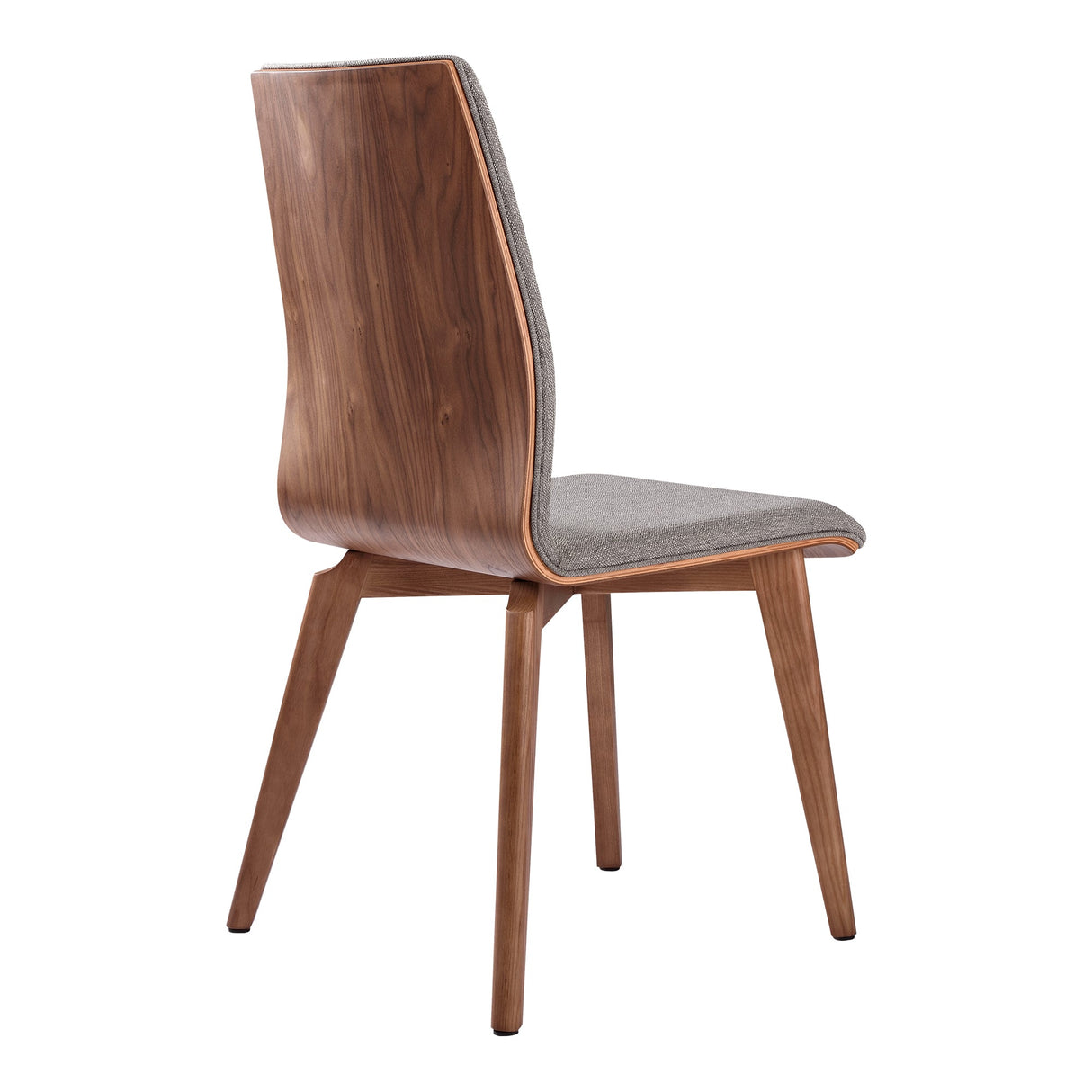Treviso 5-Piece Mid-Century Modern Dining Set with Walnut Table & 4 Comfortable Gray Chairs