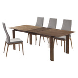Treviso 5-Piece Mid-Century Modern Dining Set with Walnut Table & 4 Comfortable Gray Chairs